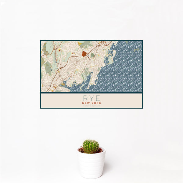 Rye - New York Map Print in Woodblock