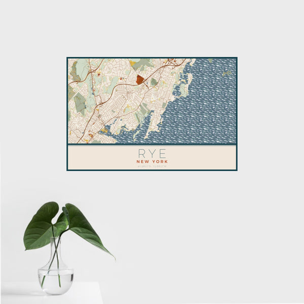 Rye - New York Map Print in Woodblock