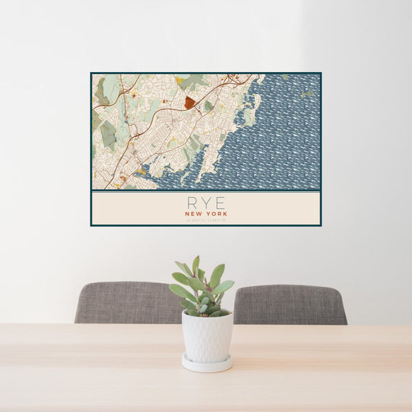 Rye - New York Map Print in Woodblock