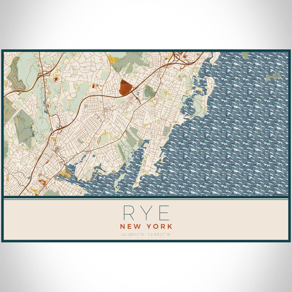 Rye - New York Map Print in Woodblock