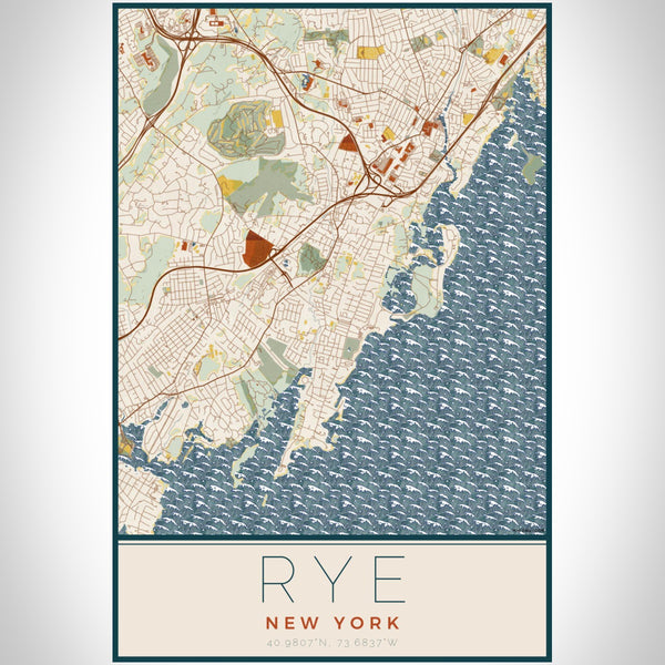 Rye - New York Map Print in Woodblock