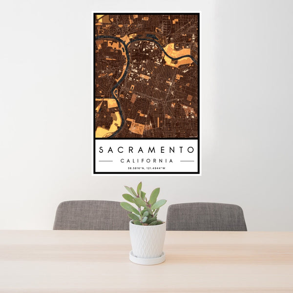 Sacramento - California Map Print in Ember