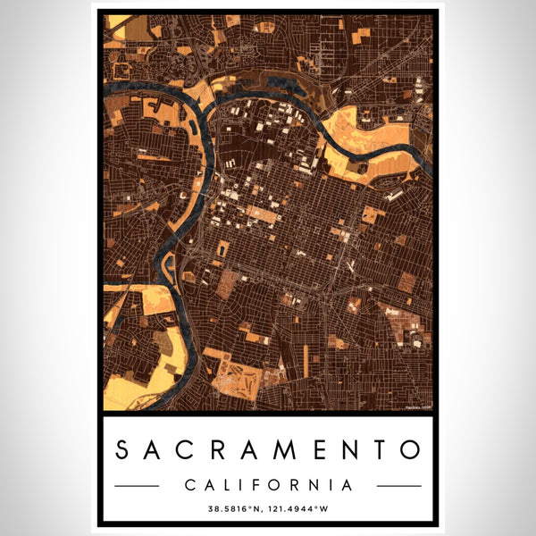 Sacramento - California Map Print in Ember