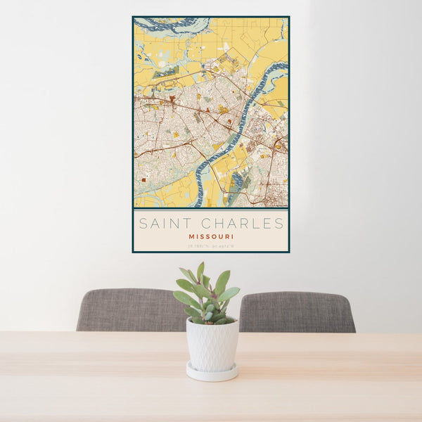 Saint Charles - Missouri Map Print in Woodblock