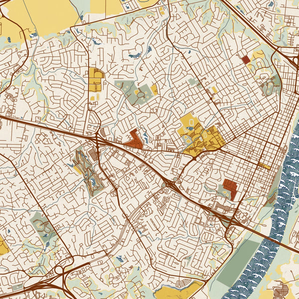 Saint Charles - Missouri Map Print in Woodblock