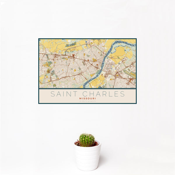 Saint Charles - Missouri Map Print in Woodblock