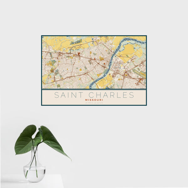 Saint Charles - Missouri Map Print in Woodblock