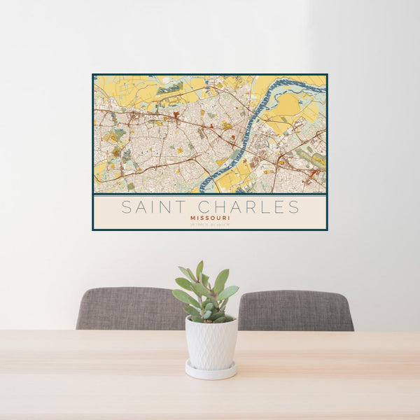 Saint Charles - Missouri Map Print in Woodblock