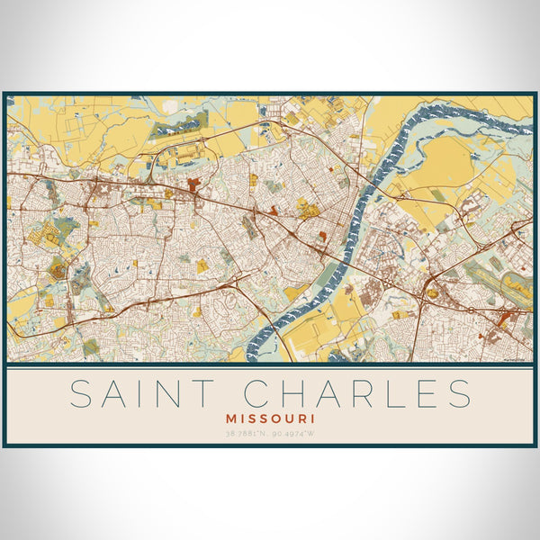 Saint Charles - Missouri Map Print in Woodblock