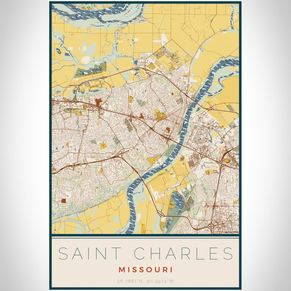 Saint Charles - Missouri Map Print in Woodblock