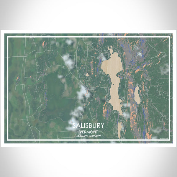 Salisbury Vermont Map Print Landscape Orientation in Afternoon Style With Shaded Background