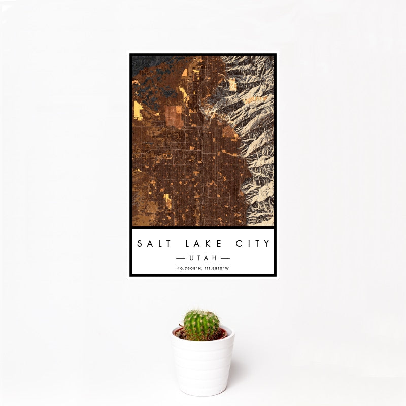 Salt Lake City - Utah Map Print in Ember