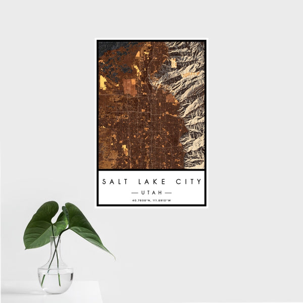Salt Lake City - Utah Map Print in Ember