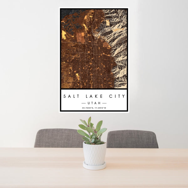 Salt Lake City - Utah Map Print in Ember