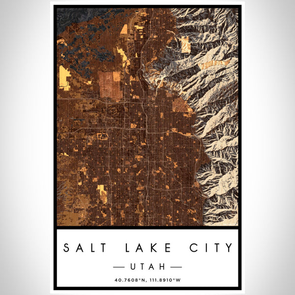 Salt Lake City - Utah Map Print in Ember