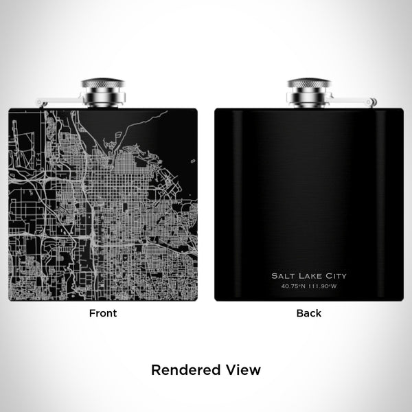 Salt Lake City - Utah Map Hip Flask in Matte Black