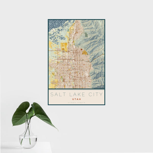 Salt Lake City - Utah Map Print in Woodblock