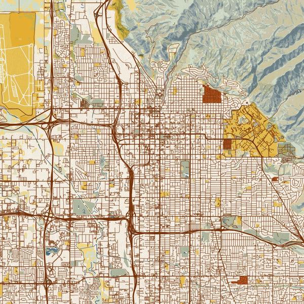 Salt Lake City - Utah Map Print in Woodblock