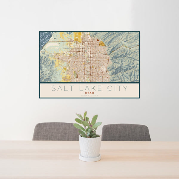 Salt Lake City - Utah Map Print in Woodblock