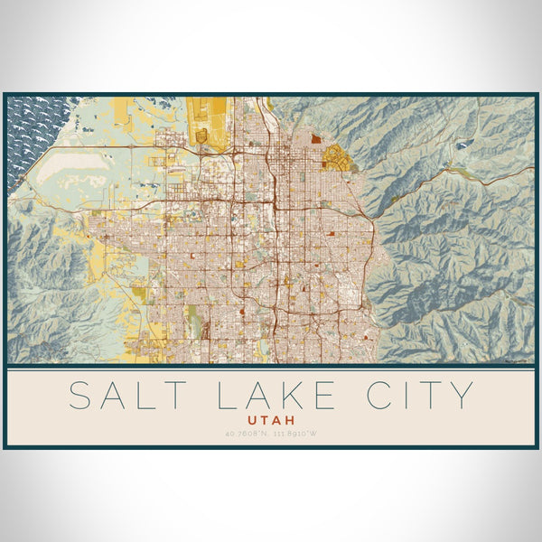 Salt Lake City - Utah Map Print in Woodblock