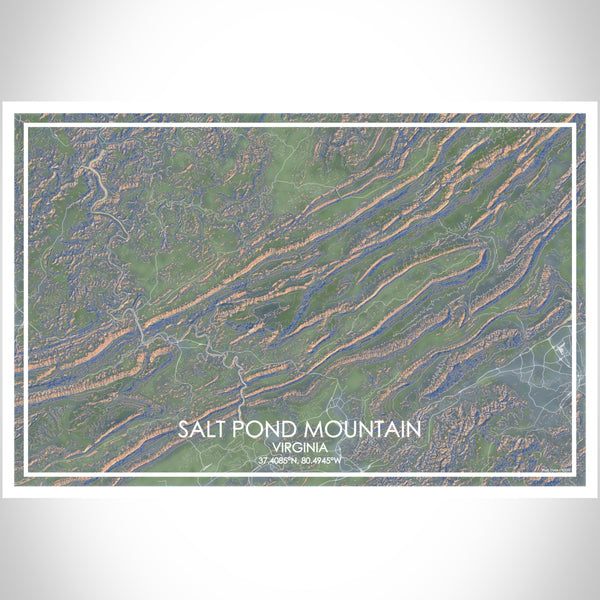 Salt Pond Mountain Virginia Map Print Landscape Orientation in Afternoon Style With Shaded Background