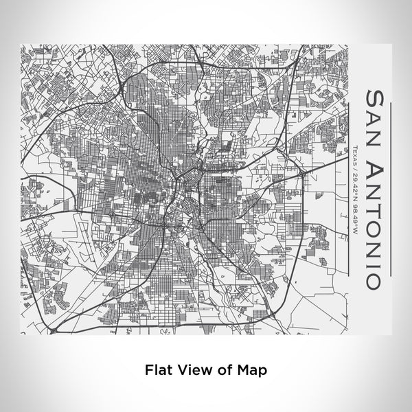Rendered View of San Antonio Texas Map Engraving on 20oz Stainless Steel Insulated Bottle with Bamboo Top in White