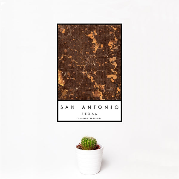 San Antonio - Texas Map Print in Ember