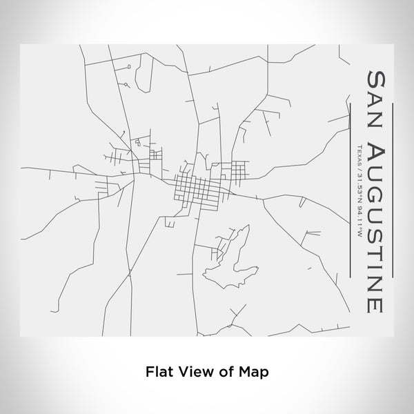 Rendered View of San Augustine Texas Map Engraving on 20oz Stainless Steel Insulated Bottle with Bamboo Top in White