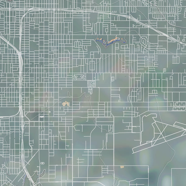 San Bernardino California Map Print in Afternoon Style Zoomed In Close Up Showing Details