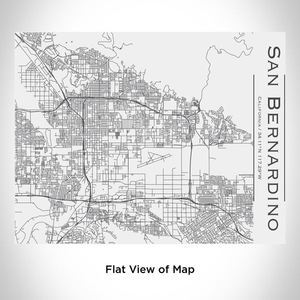 Rendered View of San Bernardino California Map Engraving on 20oz Stainless Steel Insulated Bottle with Bamboo Top in White