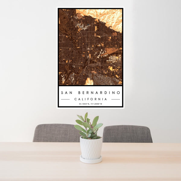 San Bernardino - California Map Print in Ember