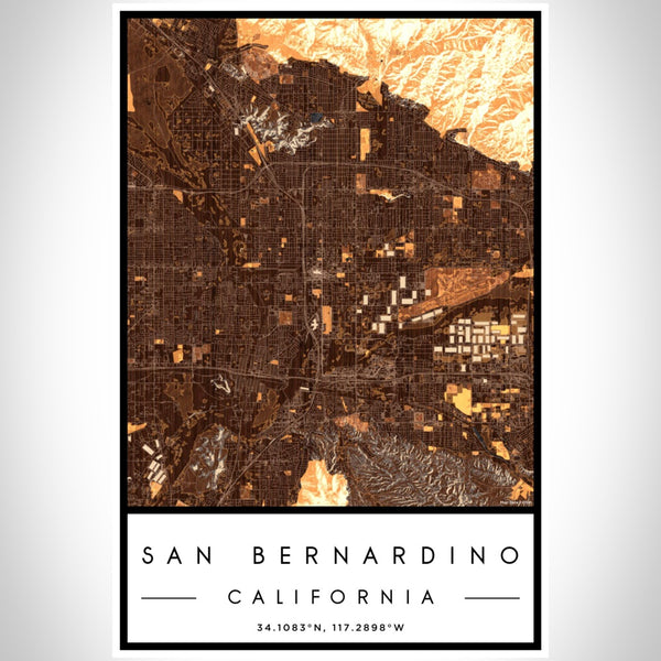 San Bernardino - California Map Print in Ember