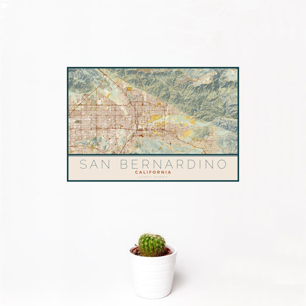 San Bernardino - California Map Print in Woodblock