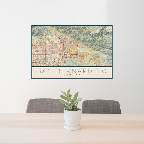 San Bernardino - California Map Print in Woodblock
