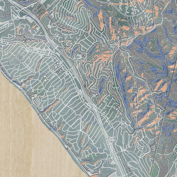 San Clemente California Map Print in Afternoon Style Zoomed In Close Up Showing Details