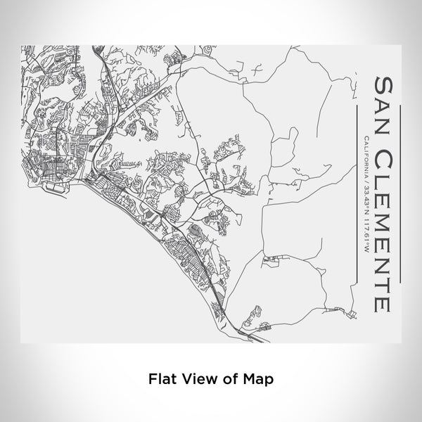 Rendered View of San Clemente California Map Engraving on 20oz Stainless Steel Insulated Bottle with Bamboo Top in White