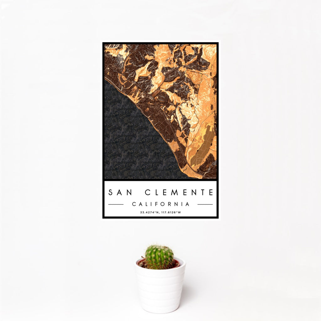 San Clemente - California Map Print in Ember