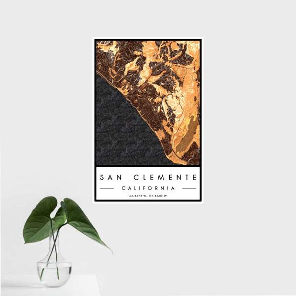San Clemente - California Map Print in Ember