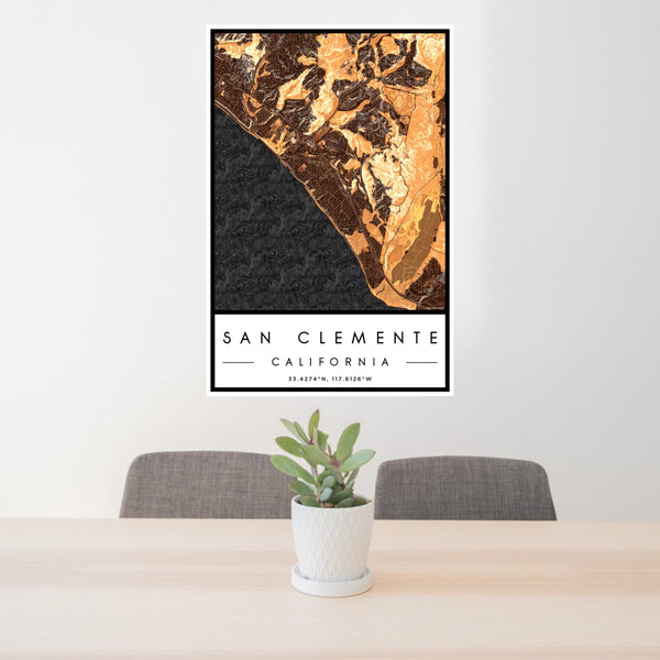 San Clemente - California Map Print in Ember