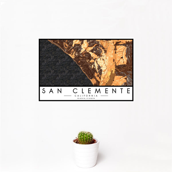 San Clemente - California Map Print in Ember