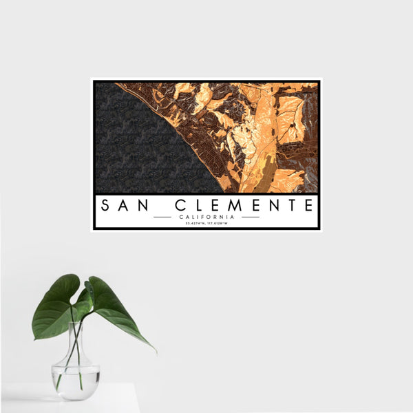 San Clemente - California Map Print in Ember