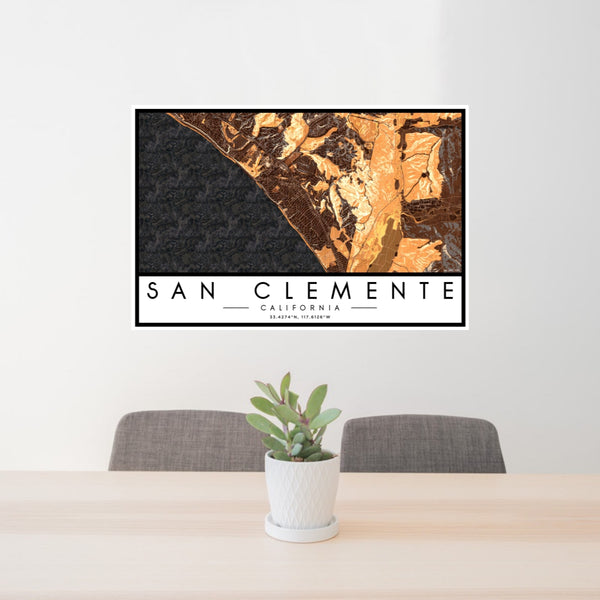 San Clemente - California Map Print in Ember