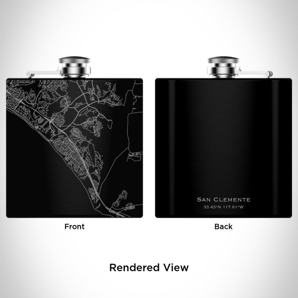 San Clemente - California Map Hip Flask in Matte Black