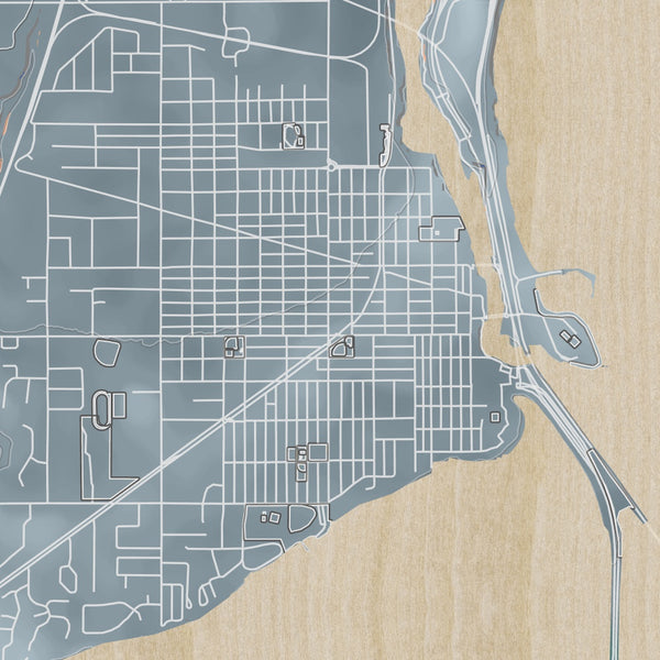 Sandpoint Idaho Map Print in Afternoon Style Zoomed In Close Up Showing Details