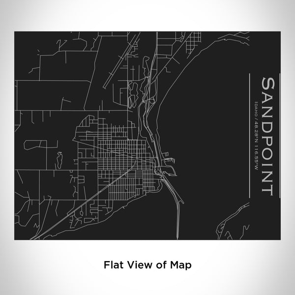 Rendered View of Sandpoint Idaho Map Engraving on 20oz Stainless Steel Insulated Bottle with Bamboo Top in Black