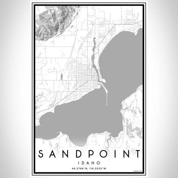 Sandpoint Idaho Map Print Portrait Orientation in Classic Style With Shaded Background