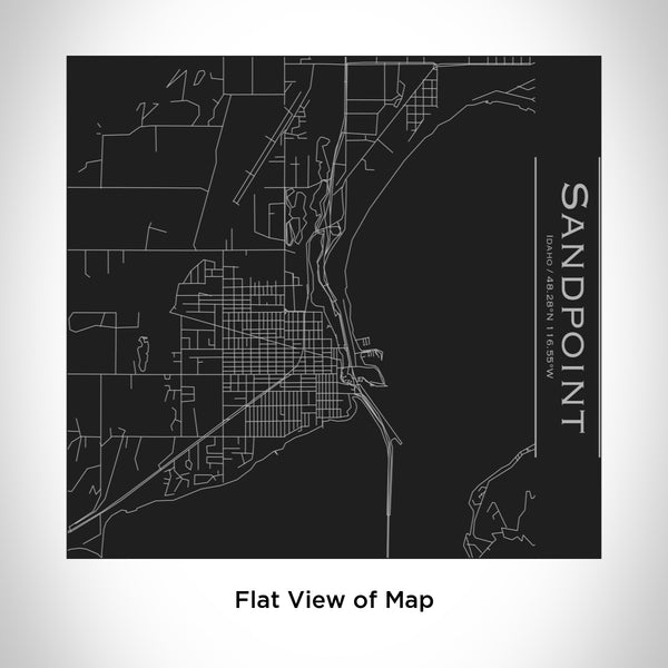 Rendered View of Sandpoint Idaho Map Engraving on 17oz Stainless Steel Insulated Tumbler in Black