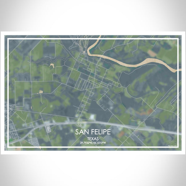 San Felipe Texas Map Print Landscape Orientation in Afternoon Style With Shaded Background