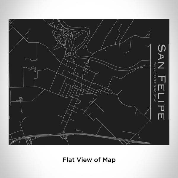 Rendered View of San Felipe Texas Map Engraving on 20oz Stainless Steel Insulated Bottle with Bamboo Top in Black