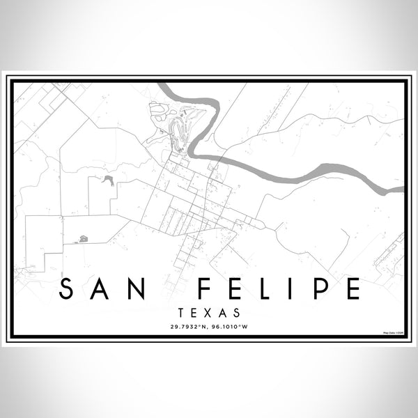 San Felipe Texas Map Print Landscape Orientation in Classic Style With Shaded Background